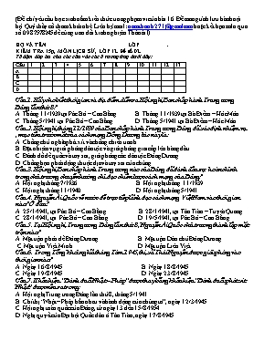 Đề kiểm tra 15p môn Lịch sử lớp 12